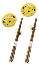 Onigiri Rice Balls Yellow Sauce Dishes Chopsticks And Rests Sushi Set For 2