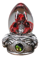 Hear No Evil Red Wyrmling Dragon In Colorful LED Acrylic Glass Egg Figurine