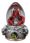 Hear No Evil Red Wyrmling Dragon In Colorful LED Acrylic Glass Egg Figurine