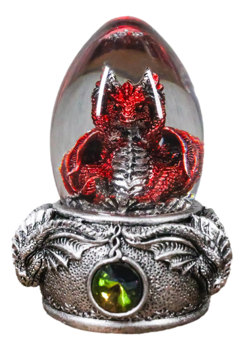 Hear No Evil Red Wyrmling Dragon In Colorful LED Acrylic Glass Egg Figurine