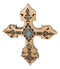Southwestern Rustic Aztec Vectors Turquoise Diamond Cream Wall Cross Figurine