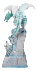 Winter White Dragon On Frozen Ice Cliff With LED Light Crystals Decor Figurine