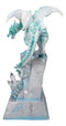 Winter White Dragon On Frozen Ice Cliff With LED Light Crystals Decor Figurine
