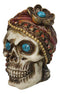 New Orleans Bayou Madame LaLaurie Skull with Turquoise Rocks Money Bank Figurine