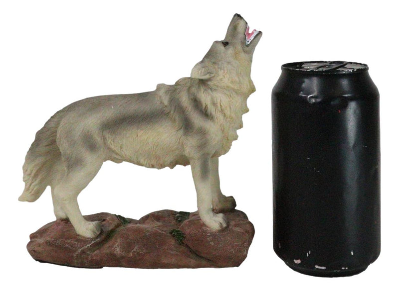 Forest Woodlands Mystical Alpha Gray Wolf Howling to The Moon Figurine 6" L