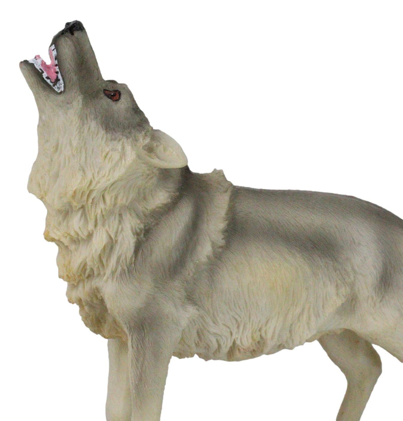 Forest Woodlands Mystical Alpha Gray Wolf Howling to The Moon Figurine 6" L