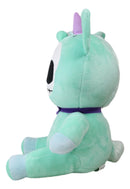 Ebros Larger Furry Bones Blue Unicorn Unie Skeleton With Pink Horn Plush Toy
