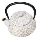 Rustic White Tokusa With Gold Patterns Petite Cast Iron Teapot 10oz Tea Pot