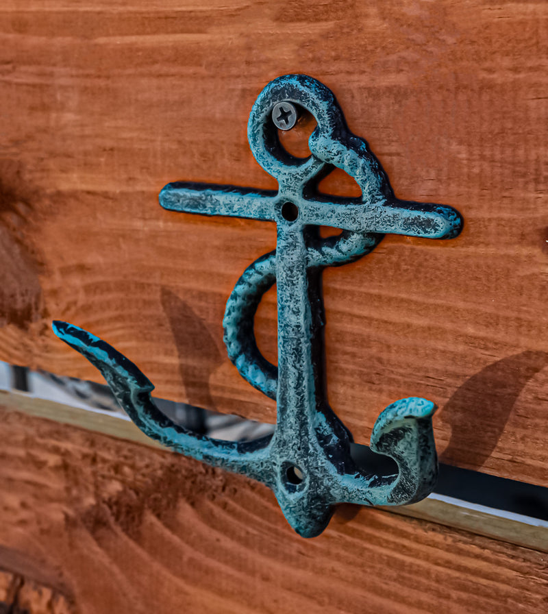 Pack of 2 Cast Iron Rustic Verdigris Sailor Ocean Ship Anchor Double Wall Hooks