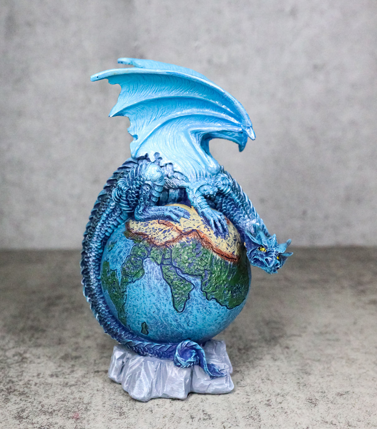 Celestial Solar Galaxy Planet Earth Terrestrial Guardian Blue Dragon Figurine