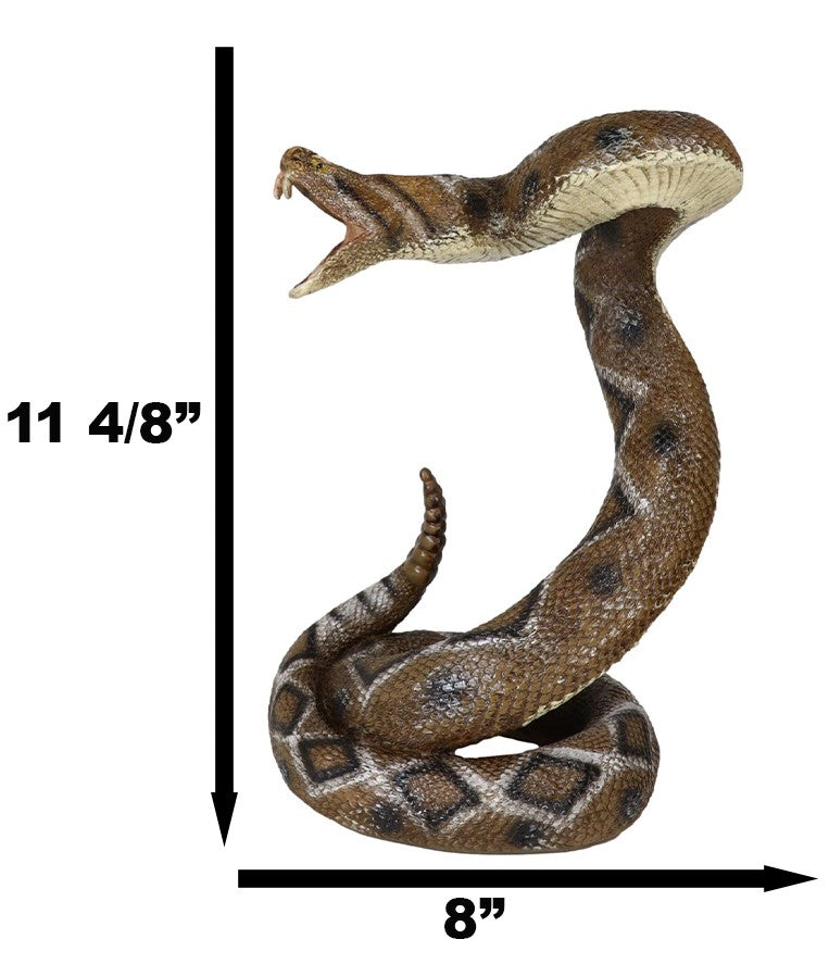 Realistic Attacking Coiled Diamondback Rattlesnake With Fangs Bared Figurine - Ebros Gift