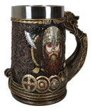 Viking Skull Berserker Warrior Wearing Horned Helmet Axes And Shields Coffee Mug