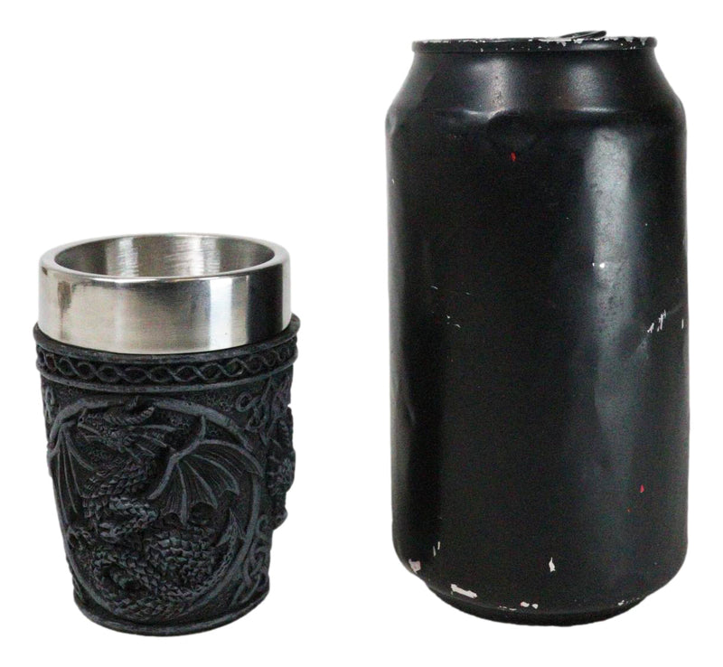 Set Of 2 Gothic Fantasy Moon Voyage Of The Dragon Celtic Knotwork Shot Glasses