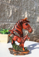Western Brown Mare and Foal Horse Figurine Realistic Equine Family Sculpture