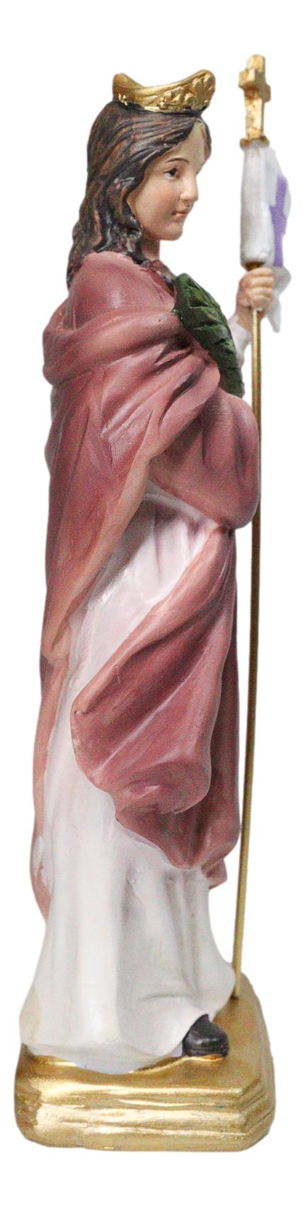 Martyr Saint Ursula Holding Cross Staff Figurine 8.25" H Patroness of Cologne
