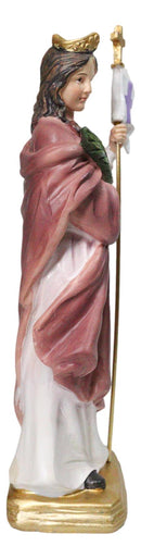 Martyr Saint Ursula Holding Cross Staff Figurine 8.25" H Patroness of Cologne