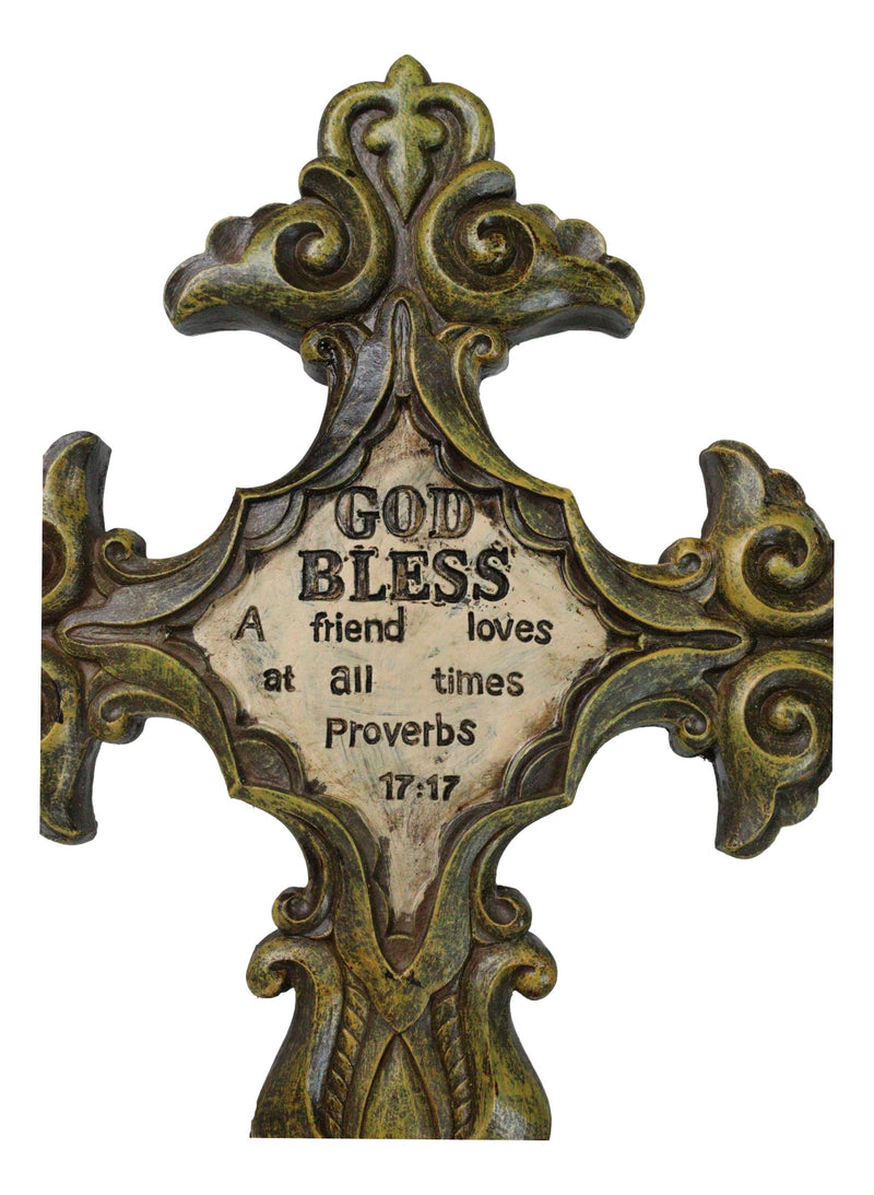 Rustic Southwestern Fleur De Lis Scrollwork God Bless A Friend Loves Wall Cross