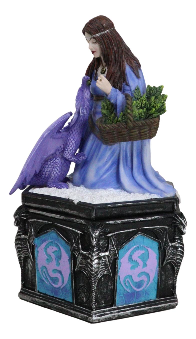 Fantasy Four Seasons Winter Friendship Fairy With Dragon Decorative Box Figurine