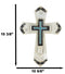 Rustic Western Turquoise Floral Scrollwork Faux Wood Layered Wall Cross Crucifix