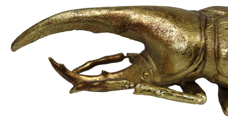Medium Gold Resin Hercules Rhinoceros Beetle Wall Decor Or Tabletop Figurine