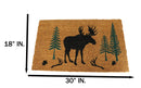 Rustic Western Moose Deer Scenic Pine Forest Coir Fiber Floor Mat Doormat 30X18