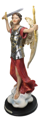 Archangel Saint Michael Holding Sword And Scroll Figurine Brass Name Base 13"H