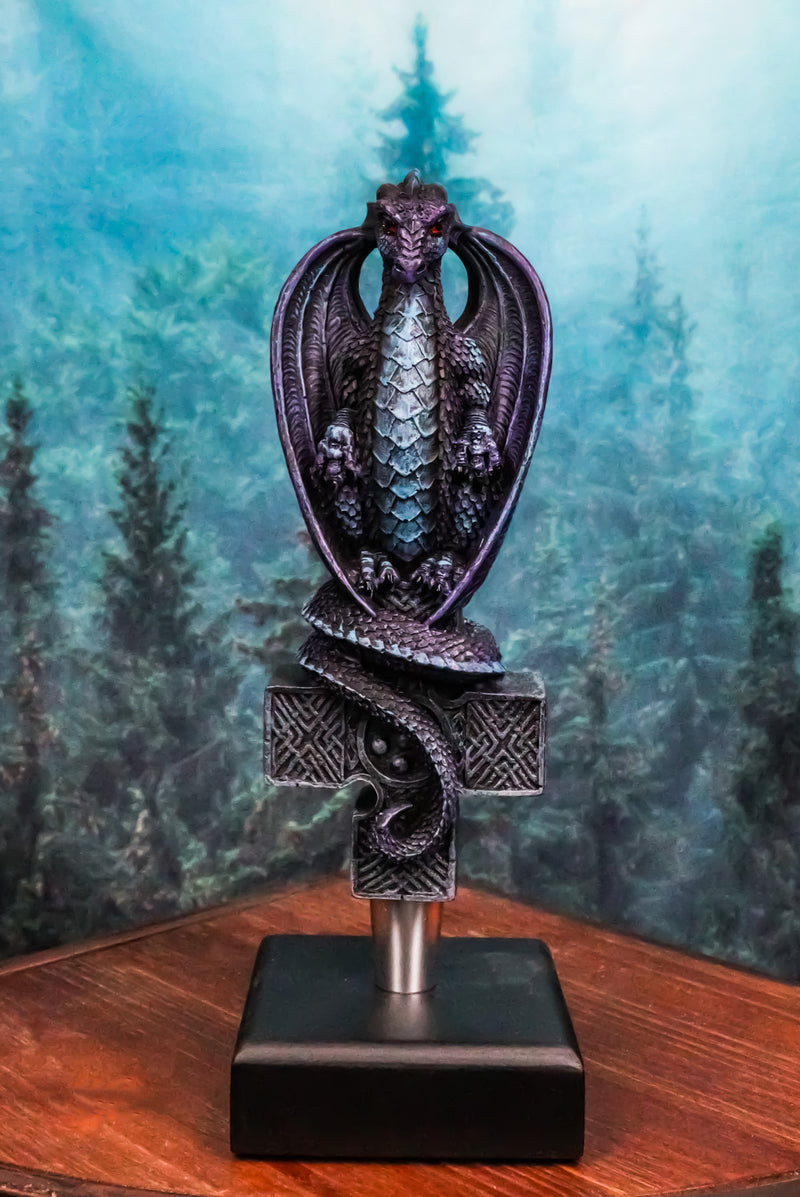 Medieval Fantasy Midnight Bahamut Blue Dragon Novelty Beer Tap Handle Figurine