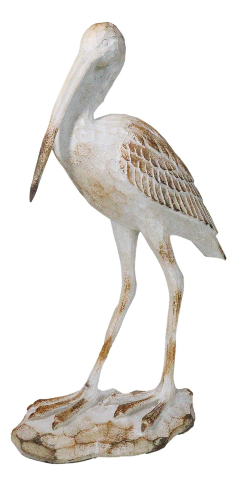 Nautical Marine Scarlet Ibis Distressed Faux Wood Finish Sculpture Decor 16"H