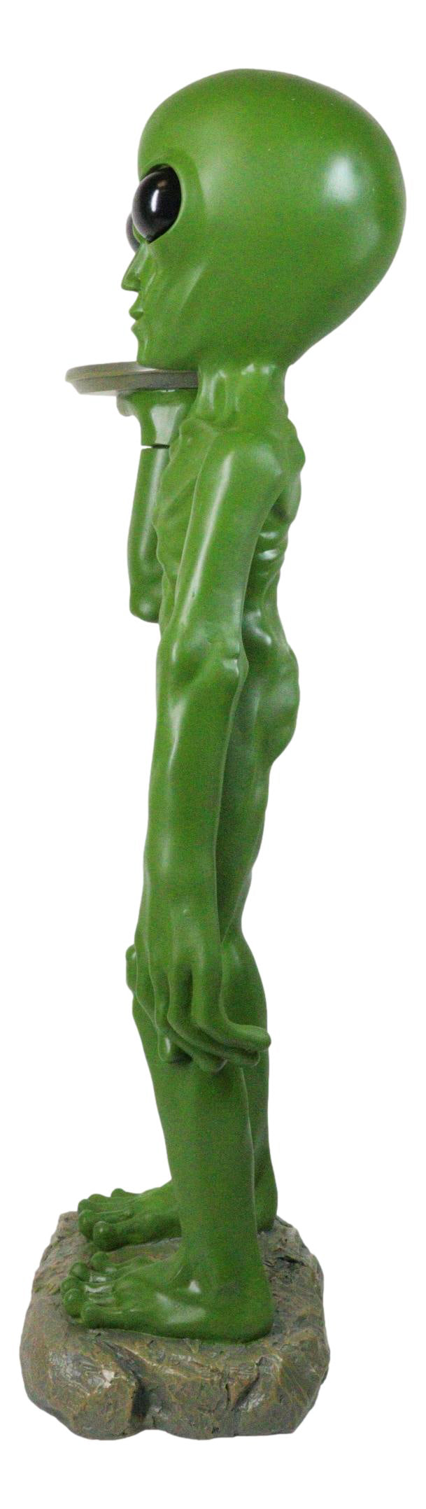 Bizarre Green ET Roswell UFO Alien Butler at Your Service Dish Stand Statue 25"H