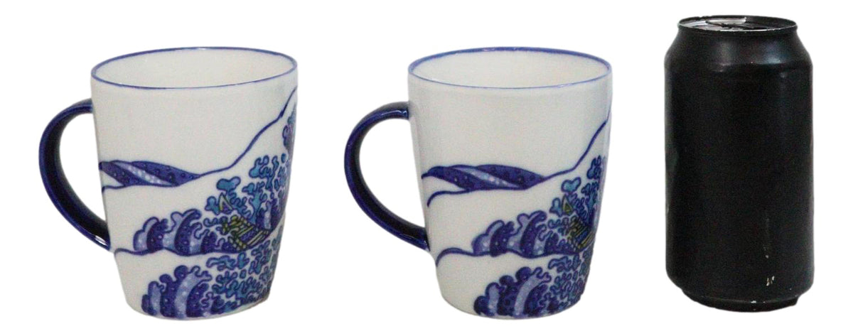 Pack Of 4 Japanese Hokusai Great Wave Mount Fuji Ceramic Mug Cups 12oz