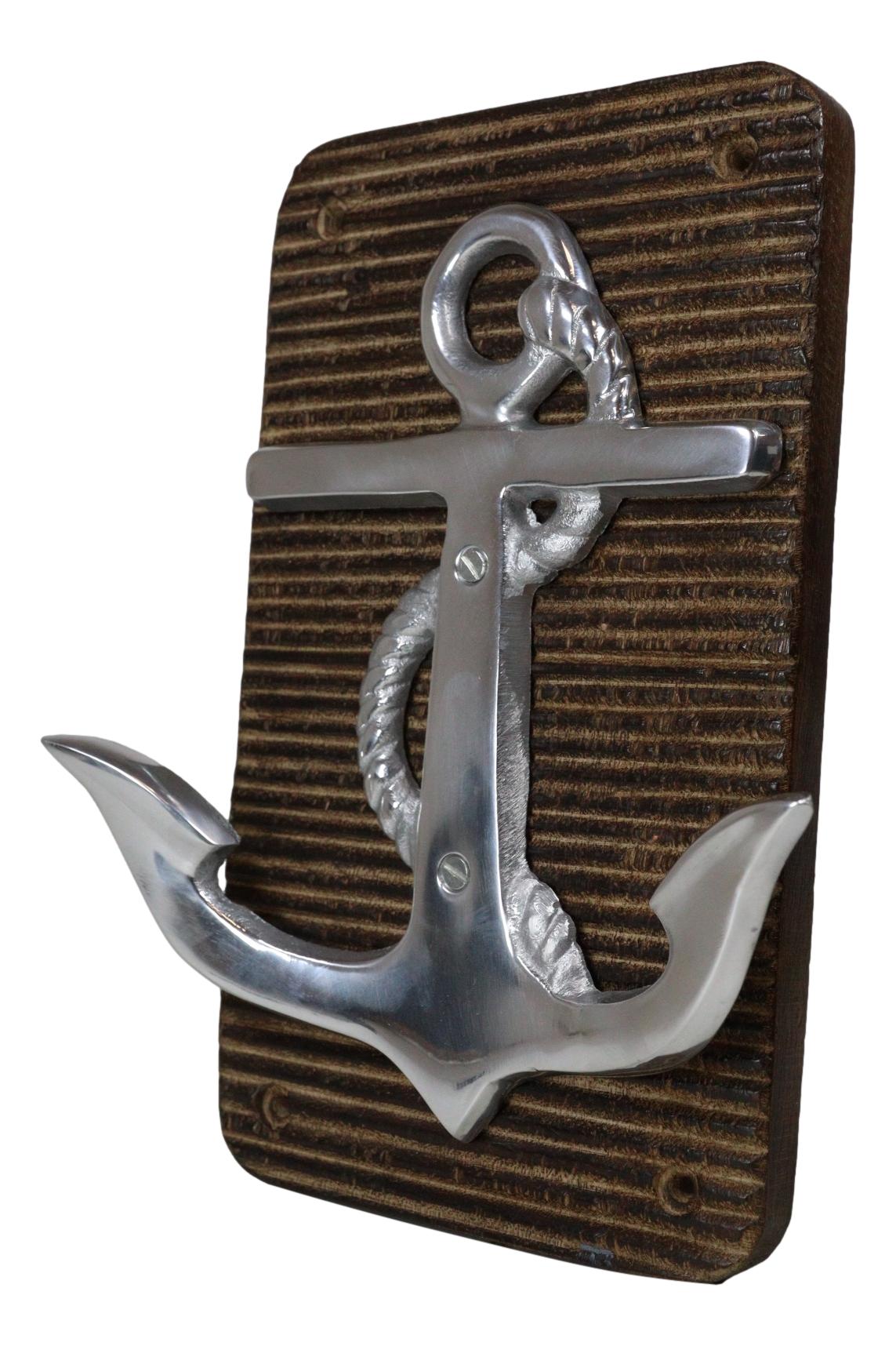 Aluminum Sailor Marine Sea Ship Anchor On Board 2 Pegs Double Wall Hook Plaque