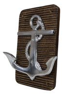 Aluminum Sailor Marine Sea Ship Anchor On Board 2 Pegs Double Wall Hook Plaque