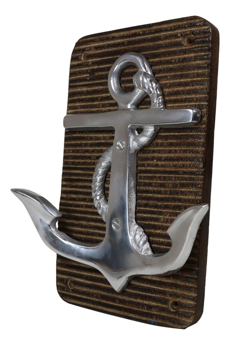 Aluminum Sailor Marine Sea Ship Anchor On Board 2 Pegs Double Wall Hook Plaque