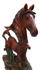 Western Brown Mare and Foal Horse Figurine Realistic Equine Family Sculpture