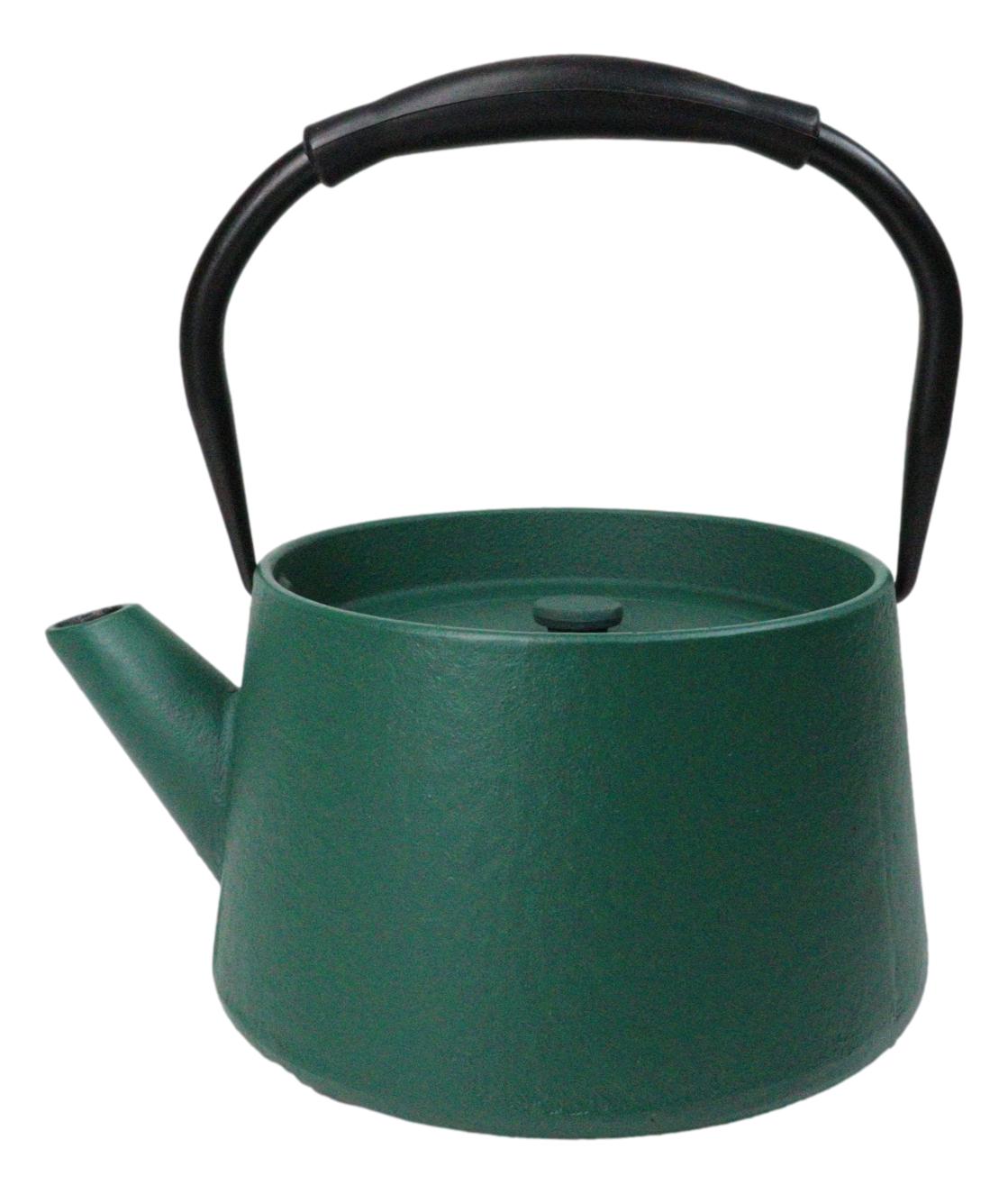 Matte Green Modern Straight Edge Design Tetsubin Larger Cast Iron Teapot 33oz