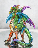 Standing Semi Metallic Rainbow Sky Horizon Dragon With Gemstones 4"H Figurine