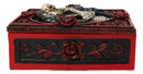 Skeleton Bride and Groom Keepsake Trinket Box with Red Roses Gothic Skull Lovers