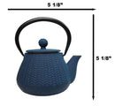 Blue Tokusa Geometric Textured Pattern Petite Cast Iron Teapot 10oz Tea Pot