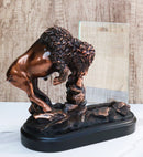 Angry Native American Bison Buffalo Bronzed Figurine With 6X4 Glass Photo Frame