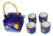 Blue Mount Fuji With Full Moon Ceramic Hexagonal Teapot With 4 Tea Cups Set