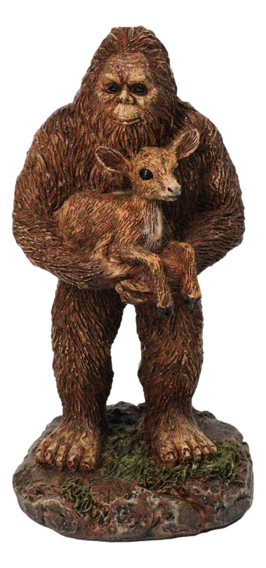 Sasquatch Bigfoot Holding Baby Deer Woodland Cryptid Forest Figurine