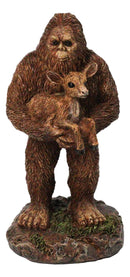 Sasquatch Bigfoot Holding Baby Deer Woodland Cryptid Forest Figurine