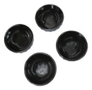 Dark Gray Ridged Lines Japanese Tetsubin Style Cast Iron Tea Cups Set of 4