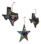 Western Texas Bluebonnet Lone Star State Map Wall Or Tree Ornaments Set of 3