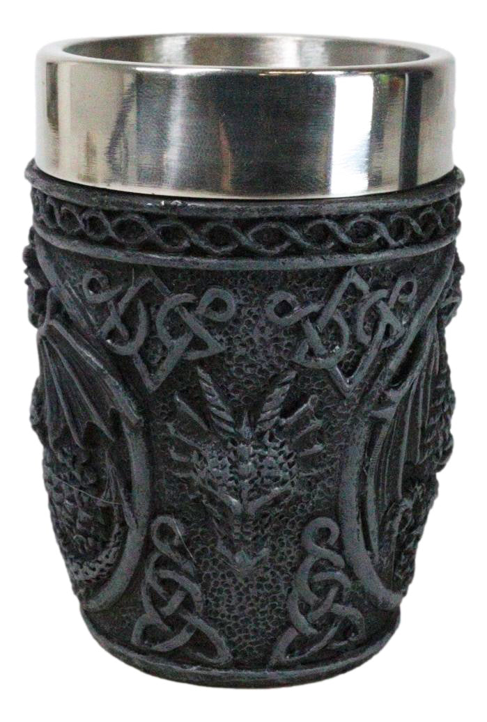 Set Of 2 Gothic Fantasy Moon Voyage Of The Dragon Celtic Knotwork Shot Glasses
