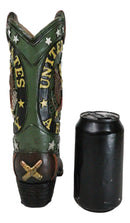 Rustic Western USA American Bald Eagle Army Emblem Cowboy Boot Flower Vase