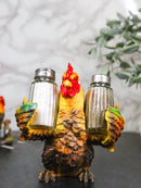 Rustic Farmhouse Country Rooster Chicken Salt and Pepper Shakers Holder Set 7"H