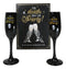 Til Death Do Us Party Series Skull Face Black & Gold Glass Champagne Flute Set