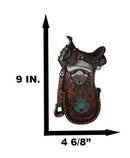 Rustic Western Cowboy Horse Saddle Tooled Floral Faux Leather Wall Bottle Opener