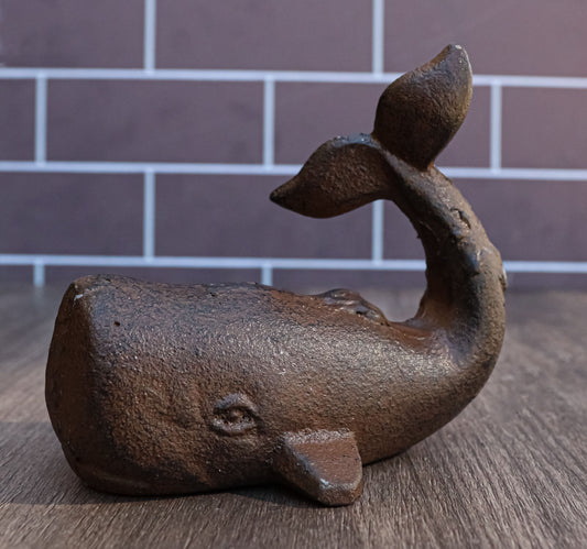 Rustic Vintage Cast Iron Sperm Whale Cachalot Decorative Paperweight Figurine